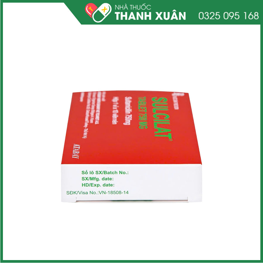 Sulcilat Tablet 750mg điều trị nhiễm khuẩn hô hấp, phụ khoa, nhiễm khuẩn da và mô, nhiễm khuẩn trong ổ bụng